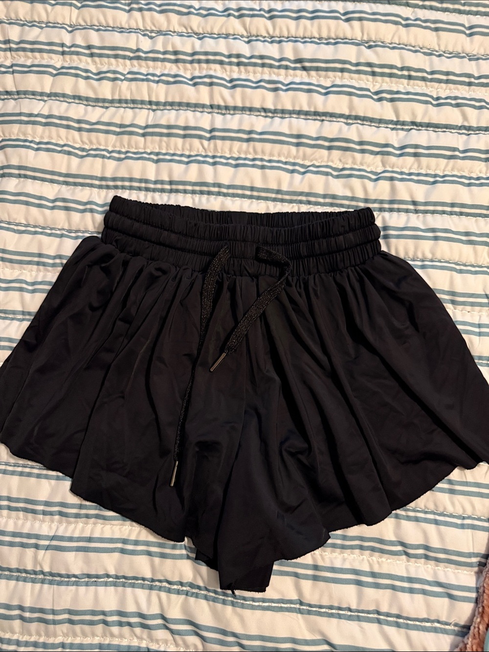 Peach Love California Black Elastic Waist Athletic Shorts